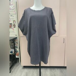 Zara Gray Pinched short sleeve oversized tunic top shirt women’s size Medium